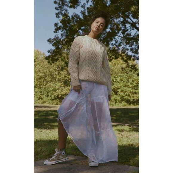 NEW FREE PEOPLE RIVERSIDE TOOL & DYE SILK ORGANZA TIE DYE MAXI SLIP SKIRT - Picture 3 of 8